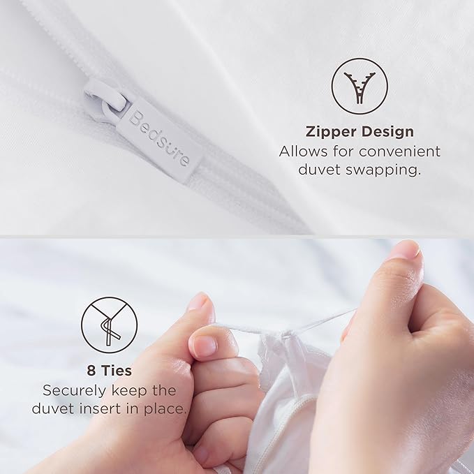 Bedsure White Oversized Queen Duvet Cover - 3 Pieces Prewashed Cotton-Like Extra Soft Bedding Set, Includes 1 Duvet Cover 98x98 Inches with Zipper Closure & 2 Pillow Shams, Comforter Not Included