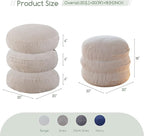 HIGOGOGO Pouf Ottoman Stuffed Round Modern Foam Filled Foot Rest Poufs 20 X 18 Inches Modular Ottomans Separated Into Floor Cushions for Living Room Chair Decorative Stool, Beige