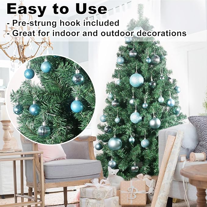 GameXcel Christmas Balls Ornaments for Xmas Tree - Shatterproof Christmas Tree Decorations Small Hanging Ball Sky Blue 1.6 inch x 36 Pack