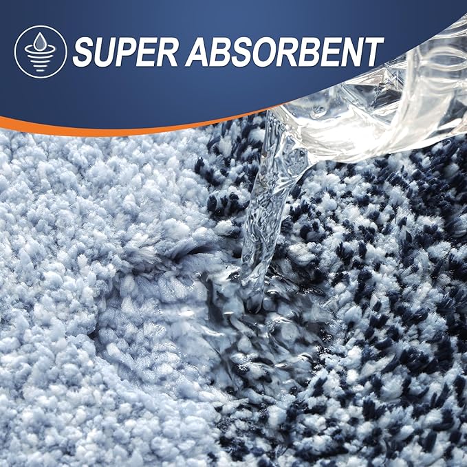 OLANLY Bathroom Rug Set 2 Piece, Soft Absorbent Microfiber Bath Rug Set, Non-Slip, Machine Wash Dry, Plush Shaggy Bath Mats for Bathroom (30"x20"+24"x16", Dark Blue)