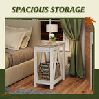 WLIVE Farmhouse End Table, Narrow Side Table with Charging Station, Slim End Table, Side Table for Bedroom, Living Room, Small Spaces, 2 USB and 2 Power Outlets, 11.8" D x 23.6" W x 23.74" H