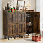 ONBRILL Shoe Cabinet with 3 Doors and Adjustable Shelves, 30 Pairs Shoe Storage Cabinet, 40 Inch Tall Farmhouse Shoe Rack Shoe Organizer Cabinet for Entryway Living Room Closet, Rustic Brown