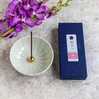Asayu Japan Low Smoke Incense Gift Set with Incense Holder and Brass Stand, Sakura Incense Sticks with White Lotus Holder