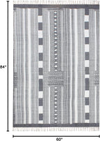 Area Rugs for Living Room 5x7 Kilim Rug Gray & Beige Cotton Dhurrie Striped Thick 0.19 inches Stone Easy Washable Rug Hand Wash Cotton Carpet Flatweave Rug Indoor Outdoor Rugs for Bedroom