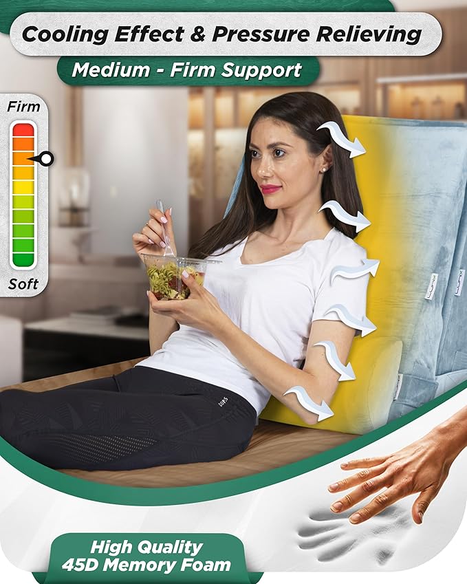 Lunix 5pcs Orthopedic Bed Wedge Pillow Set for Sleeping – Adjustable Post Surgery Back, Leg & Knee Support, Acid Reflux & GERD Relief, Memory Foam Head Pillows, with Hot/Cold Pack, Gray