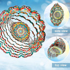 Mandala Wind Spinner - Lucky Star Design | 12-Inch Laser Cut Stainless Steel, Kinetic Hanging Wind Sculpture for Garden, Porch, Patio, Home | Outdoor 3D Metal Windcatcher & Yard Art