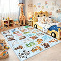 Kids Rugs for Playroom - 2.5x4 Feet ABC Rug for Toddler Children Educational Learning Animal, Alphabet Rug Kids Play Mat Nursery Bedroom Kindergarten Decor, Blue
