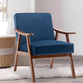 KEIKI Mid-Century Modern Accent Chair with Solid Wood Frame, Upholstered Lounge Chair with Extra-Thick Backrest for Living Room Bedroom Reading Nook