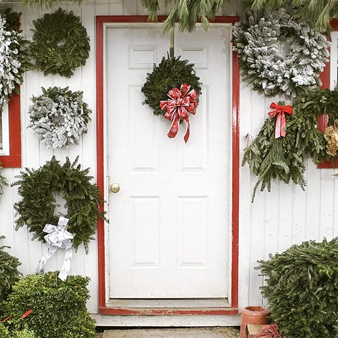 ZMCINER Wreath Hanger for Front Door, Adjustable 15-25 Inch Wreath Hanger, 20 lbs Larger Door Upgrade, Nickel