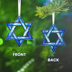 FLAGWIX Christmas Hanukkah Gifts for Women Men - Acrylic Christmas Ornament for Tree Decorations - Hamsa Hand Ornaments Decor, Star of David Tree Topper, Spiritual Religious Gifts for Mom Grandma