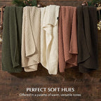 EVERGRACEHOME Chunky Chenille Knit Throw Blanket for Couch, Soft Luxurious Moss Stitch Blankets for Bed, Cozy Decorative Farmhouse Knitted Throws for Sofa, Cocoa Brown, 60" x 80"