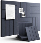 Fluxynara Felt Bulletin Board Tiles Large 36" x 24" Cork Board Alternative-6 Pack with 40 Adhesive Tabs, Thick Slat Wall Panels for Office Decor, Push Pin Board Wall Organizer Alternative - Navy Blue