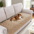 H.VERSAILTEX Couch Cover Chenille Pet Fuzzy Sofa Covers for 3 Cushion Couch Anti Slip Washable Sofa Slipcovers with Strap Soft Couch Protector Cover for Dogs Cats Kids(36" x 82",Khaki)