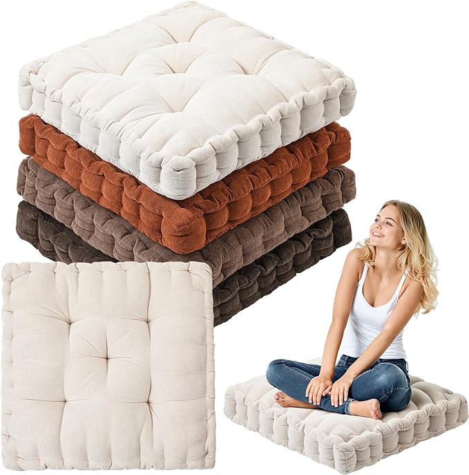 Jerify Floor Pillow Cushions 22 x 22 Inch Round Square Large Meditation Floor Pillow for Classroom Adult Meditation Picnic Party Seating Learning Daycare School(20x20x5',Square,Mixed Colors)