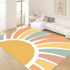 Machine Washable Rainbow Rugs Bedroom Fluffy Plush Soft Area Rugs Rainbow Sunshine Sun Print Living Room Non-Slip Indoor Flooring Kids Girls Boys Home Decor Aesthetics 4x6ft