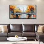 KLAKLA Black and White Canvas Wall Art for Living Room Bedroom Bathroom Orange Paris Theme Room Decor Oil Painting Print Tower Eiffel Painting for Wall Decor 20x40 Inches