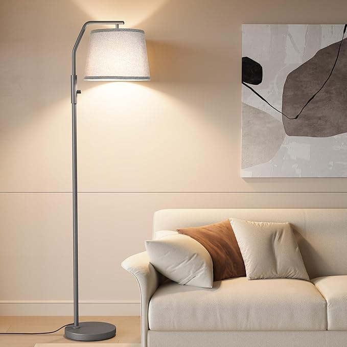SUNMORY Floor Lamps for Living Room, 12W Bulb Included, Tall Lamp for Bedroom with Adjustable Head, Modern Standing Lamp, 0-100% Dimmable Arc Floor Lamp for Dining Room Office Nursery, Galaxy Gray