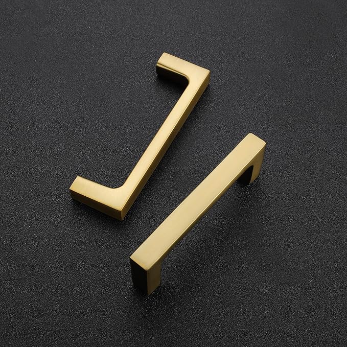 Ravinte 25 Pack Solid 3 Inch Kitchen Square Cabinet Handles Brushed Brass Cabinet Pulls Drawer Pulls Kitchen Cupboard Hardware Handles