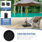 Tangkula 42 LBS Patio Umbrella Base, 25 Inches Heavy Duty Square Market Umbrella Base Stand W/4 Non-Slip Pads, 1.6”/1.9” Adapters, Tightening Knob, Outdoor Umbrella Stand for Patio, Poolside