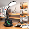 Desk Lamp with Wireless Charger, LED Desk Lamp for Home Office with Pen Holder, Dimmable Eye-Caring Study Desk Light Flexible Arm 3 Color Modes for College Dorm, 800 Lumens CRI 90