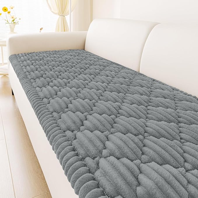 Smiry Pet Couch Cover for Dogs Washable, Non-Slip Fuzzy Couch Covers for 3 Cushion Sofa Pet Friendly, Soft Thick Furniture Protector Sofa Slipcover Mat for Dogs (Grey, 27.6" x 47")