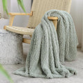 Ultra Soft Cozy Sherpa Throw Blanket, Light Weight Warm Decorative Boho Style Plush Throw Blanket Cover for Couch, Sofa, Bedroom,Travel, Outdoor, 60”x80”, Sage Green