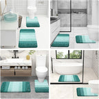 OLANLY Bathroom Rug Set 2 Piece, Soft Absorbent Microfiber Bath Mats and U-Shaped Contour Toilet Rug, Non-Slip, Machine Wash Dry, Plush Shaggy Bath Mats for Bathroom (30"x20"+24"x20", Blackish Green)