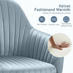 Warmiehomy Velvet Desk Chair for Home Office, Modern Adjustable Swivel Task Chair, Women Vanity Chairs with Arm Rest for Bedroom Dressing Room, Light Blue