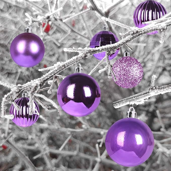 GameXcel Christmas Balls Ornaments for Xmas Tree - Shatterproof Christmas Tree Decorations Small Hanging Ball Iris Purple 1.6 Inch x 36 Pack