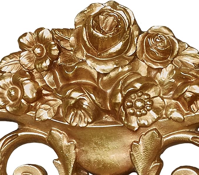 Touch of Class Giovana Aged Gold Acanthus Leaves and Roses Wall Topper - Picture Enhancements - Wall Decor Hanging for Bedroom, Bathroom, Dining Room, Living Room, Office