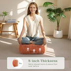 8" Washable Floor Pillow Cushion for Adults, Meditation Cushion Pillow, Removable Tufted Blended Corduroy Cover, Large Square Floor Sitting for Tatami Living Room or Yoga, 22x22 Inch, Machine Washable