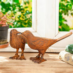 Sungmor Cast Iron Bird Statues Set of 2, Vintage Animal Collection Figurines, Home Office Table Decor, Paperweight, Doorstop, Garden Lawn Cute Ornament, Rust Finish