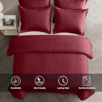 Maple&Stone Quilt Set Oversized King Size, 128"x120" Lightweight Burgundy Bedspread Ultrasonic Chevron Pattern Light Coverlet for All Season Comforter Bedding Decor - 3 Piece Bed Cover Sets