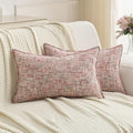 FUTEI Blush Decorative Throw Pillow Covers 12x20 Inch Set of 2,Soft Chenille Tweed Textured Lumbar Pillow Case,Modern Home Decor for Couch Bed Living Room