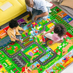Kids Rugs for Toy Cars Playroom 78.7"×59" ABC Farm Life Road Traffic Kids Car Road Rugs Village Map Play Mat for Toddlers Boys Room Family Tummy Time Playtime Learning Carpet