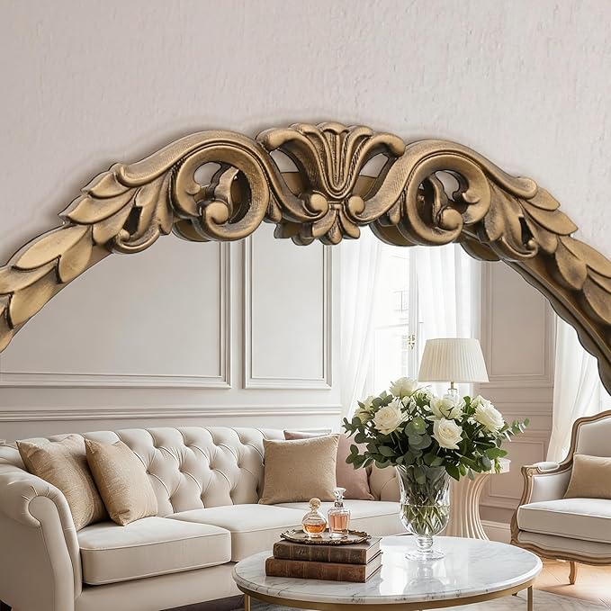 Besdomus Large Gold Floor Mirror: 56"x 21" Vintage Full Length Mirror - Traditional Ornate Baroque Antique Body Mirrors for Bedroom/Cloakroom/Entryway/Hallway/Wall - Home Decor for Living Room