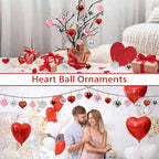 48PCS Heart Ornaments for Valentines Day Decorations, 2 Sizes Heart Shaped Ornaments for Christmas Valentine Tree, Red Pink Silver Glitter Hearts Hanging Decorations for Valentines Day Decor
