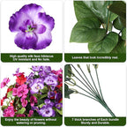 Hibiscus Artificial Flowers Plants for Outdoors Summer Decoration, 6 Bundles Fake Silk Hibiscus Bouquet Realistic UV Resistant Tropical Flowers Artificial for Outside Planter Front Door Porch Patio