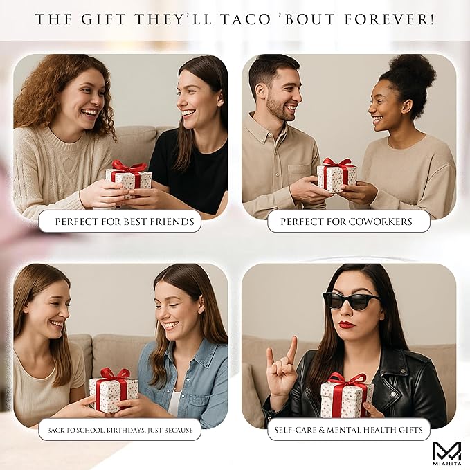Positive Taco Jar - 60 Emotional Support Affirmation Cards New Year Birthday Gifts For Women Men Teens Friends Coworkers Mom Sisters Teacher Valentines Decor Basket Gift Self Care White Elephant Gifts