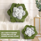 Flower Throw Pillow - 13.8" Plant Shaped Cushion, Soft Plush Decorative Pillow for Bedroom & Living Room, Unique Green Design, Home Decor Accen