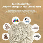 HOMBYS Unstuffed Ottoman Pouf Cover, 100% Cotton Handmade Knitted Ottoman Pouf Cover Round Foot Stool, Floor Bean Bag Chair, Foot Rest with Storage for Living Room Bedroom, Beige(Cover ONLY NO Filler)