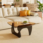 Coffee Tables Glass Small Farmhouse Coffee Table Mid-Century Modern Wood Center Table for Living Room, Black Brown, 36 Inch