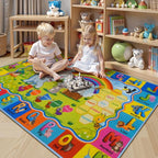 STARUIA ABC Rugs for Kids Playroom, Non-Slip Colorful Educational Kids Rug for Learning Alphabet Animals Numbers Months Shapes, Washable ABC Carpet Play Rug for Nursery Kid Room Decor (36"X59")