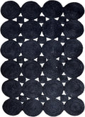 Scalloped Edge Rug, Hand Woven Natural Jute Area Rug, 5x7 Ft Black Braided Sisal Kilim Rugs for Living Room, Kitchen, Entryway, Farmhouse