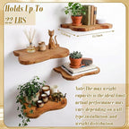 Pinkunn 4 Pcs Floating Shelves for Wall Wooden Live Edge Shelf Wall-Mounted Natural Solid Wood Bedroom Kitchen Storage Living Room Nursery Decor(4 Pcs,11.81/15.7 Inch)