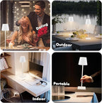4-Pack Rechargeable Table Lamps, LED Cordless Table Lamp, 3W 6000mAh Battery Operated Table Light, Stepless Dimming Portable Table Light Waterproof for Restaurant/Indoor/Outdoor (White)
