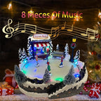 Christmas Village House Collectible Building Christmas Decor Estatua de la cabaña del Pueblo navideño Home Decoration Snow Globe Display Skating Pond Animated Theme Park with 8 Music (M)