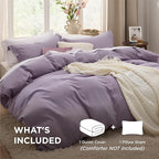 Bedsure Grayish Purple Duvet Cover Twin/Twin XL Size - 2 Pieces Prewashed Polyester Extra Soft Bedding Set, Includes 1 Twin Duvet Cover 68x90 Inches with Zipper Closure & 1 Pillow Sham, No Comforter