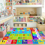 Kids Alphabet Play Game Rug - 5' 3" x8' ABC Numbers and Shapes Educational Learning Toddler Carpet - Kids Room Playroom Classroom Kindergarten Activity Fun Soft Non-Slip Mat