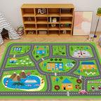 Kids Car Playmat, Kids Rug for Playroom Car Mat Town City Road Traffic Rugs, Play Mat for Floor, Extra Large Boys Kid Car Track Play Rug (Style Three, 59X 39.4 INCH)